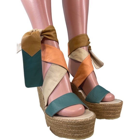 Chloe Ankle Tie Wedge Espadrille Sandal - Picture 2 of 9